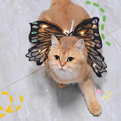 Colorful butterfly wings pet costume by I YAN, featuring vibrant, decorative wings for dogs and cats to wear as back accessories.