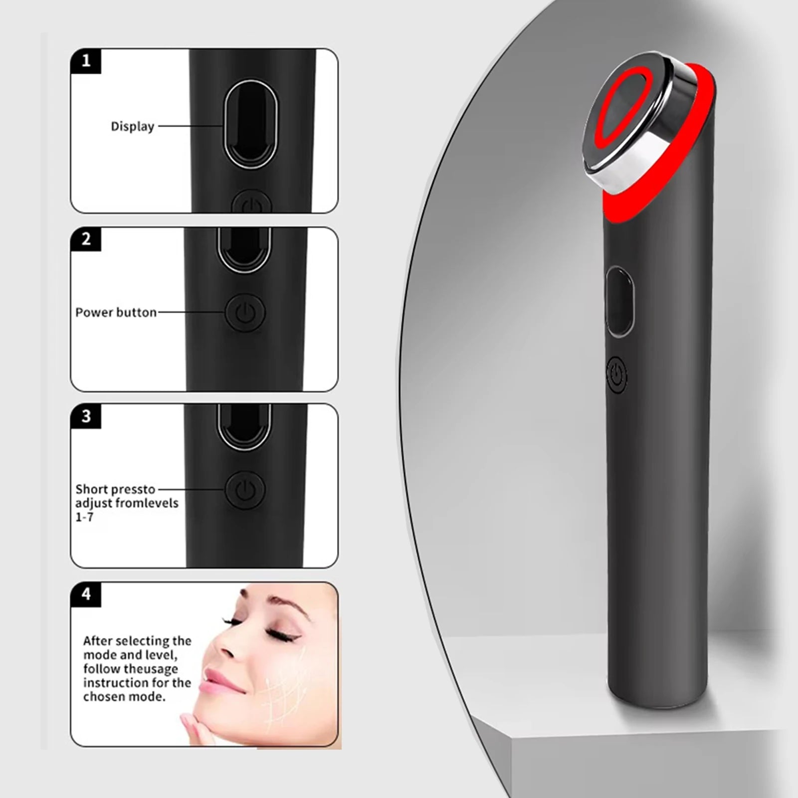 NEW 7 Colors Booster Pro LED Facial Light Therapy, Eye Beauty Wand, Red Light Eye Massager, Skincare and Blue Rejuvenation Tool