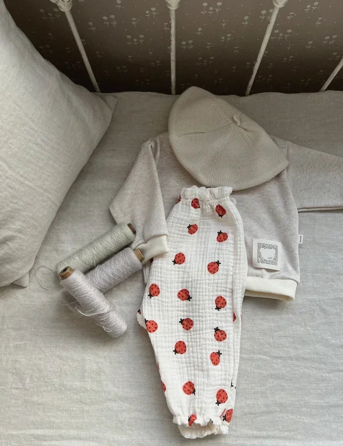 Organic Cotton Baby Pants Newborn Toddlers Autumn Spring Summer Winter Cute Print Soft Muslin Clothes Pants Pantalons Capris