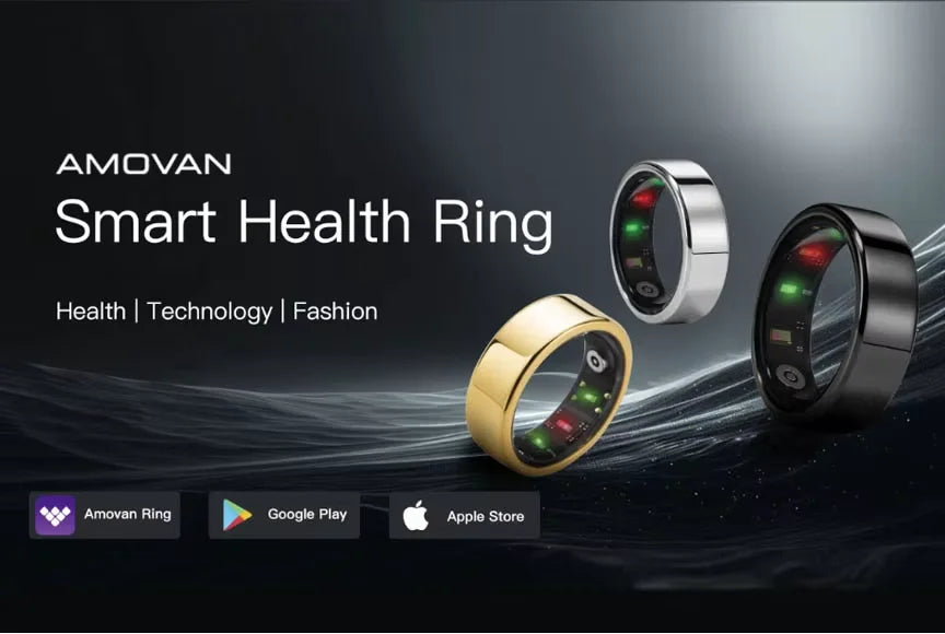 Amovan Nova Smart Ring Premium Quality GPS Sports Heart Rate Blood Oxygen Stress Sleep Temperature Monitor Meditation Ring