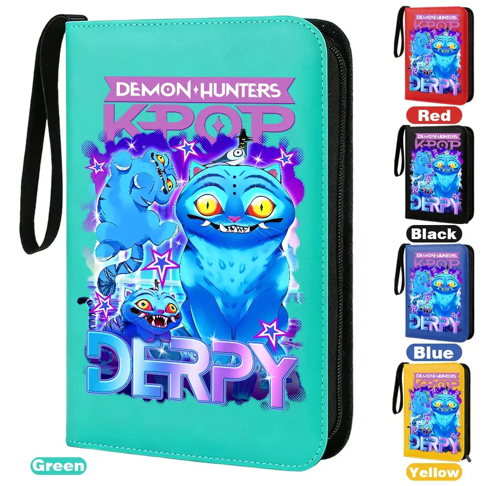 I YAN Demon Hunters card album binder with 400 pockets, PU zipper holder, perfect for storing trading cards and collectibles.