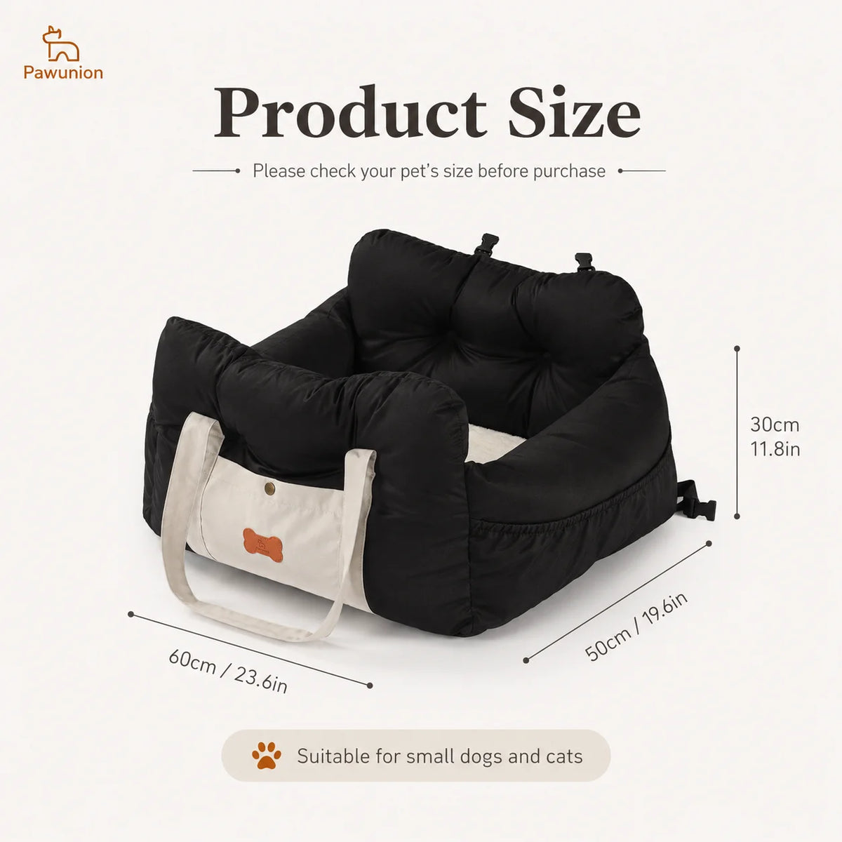 I YAN small dog car seat with plush interior, safety tether, storage pocket, and portable booster design for cozy travel.