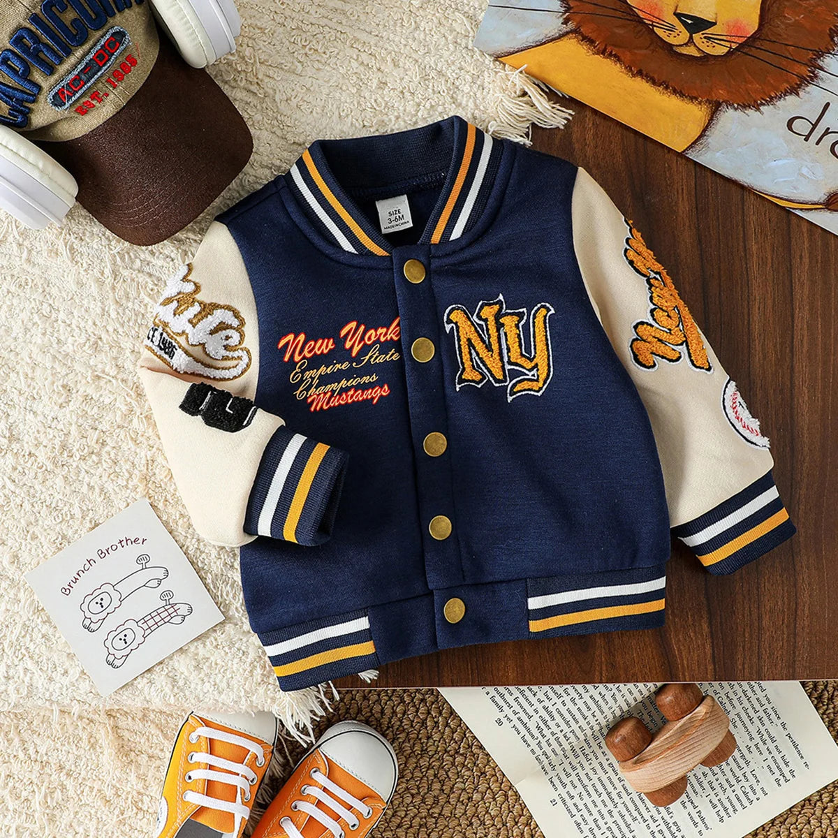 Baseball Fashion Jackets Baby Boys Embroidered Cardigan Autumn Spring Casual Outwears Trends Sweatshirt Coats For 1-3Y