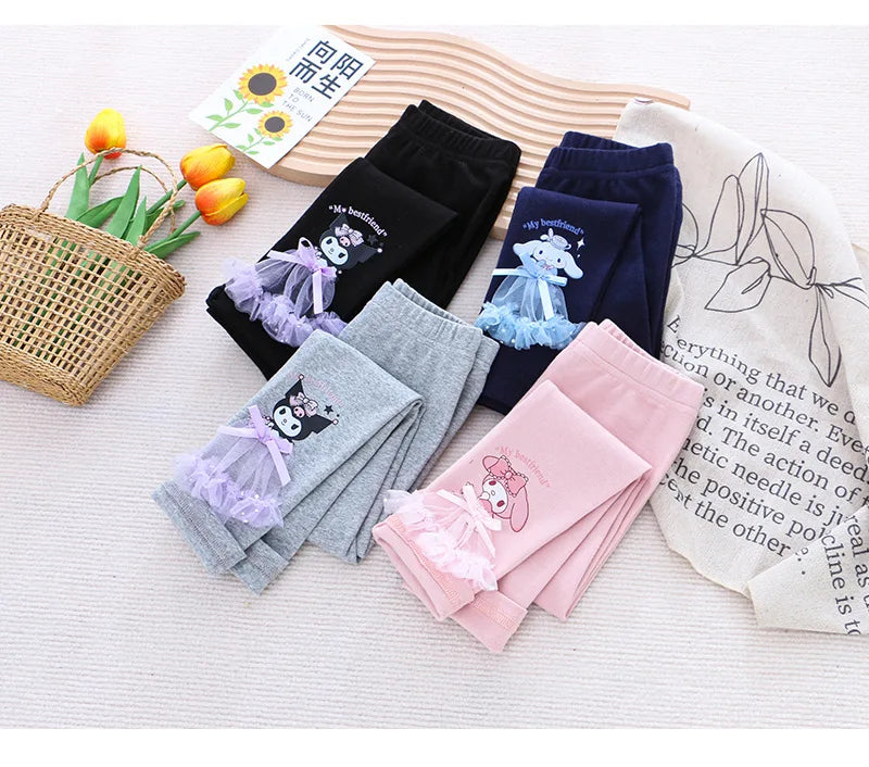 Spring Girls Leggings Cotton Trousers Kids Pants Girls Pants Skinny Print Cartoon Pattern Children Leggings Trousers