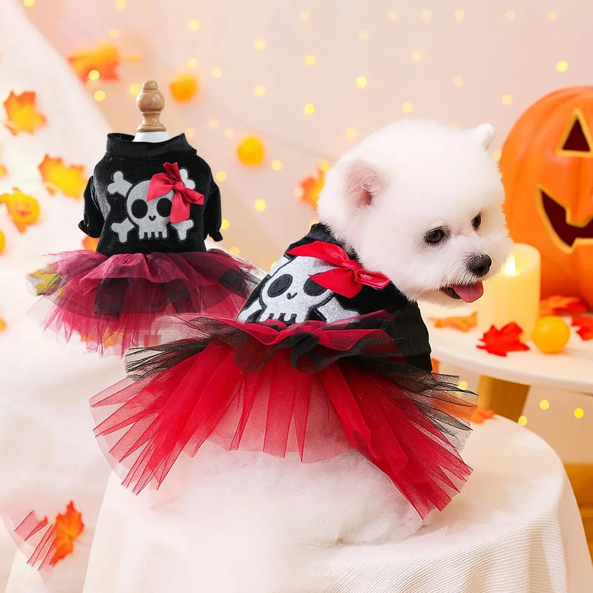 Funny Puppy Autumn Winter Clothes For Small Dogs Halloween Bubble Sleeve Pet Dress Princess New Cat Apparel Dachshund Pomeranian