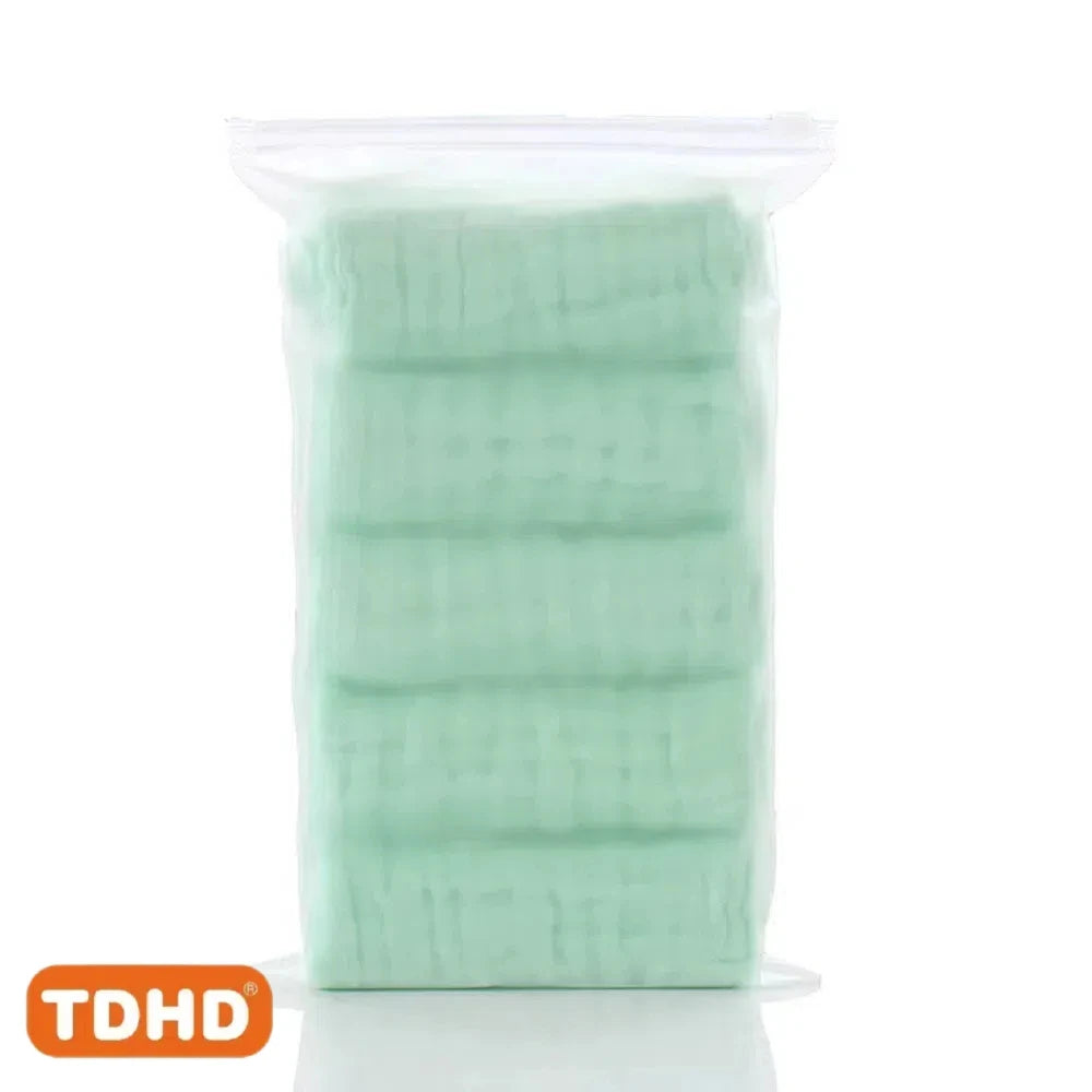 Baby Gauze Saliva Towels 5-Pack Pure Cotton 6-Layer – Absorbent Burp Cloths for Newborns 0-12M - I YAN