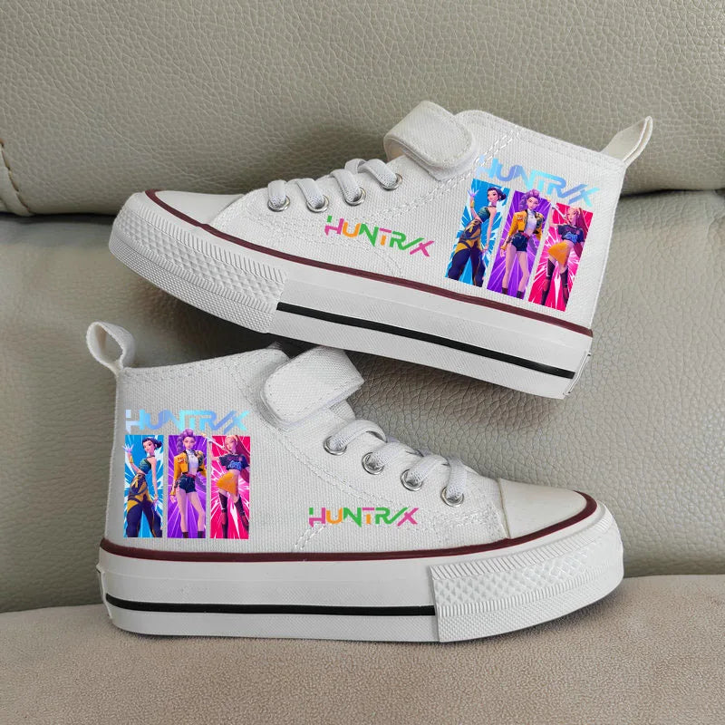 Children Casual Sneakers Girls' High-Top Canvas Shoes KPop Demon Hunters New Student Running Kids basket Shoes Rumi Tennis Shoes