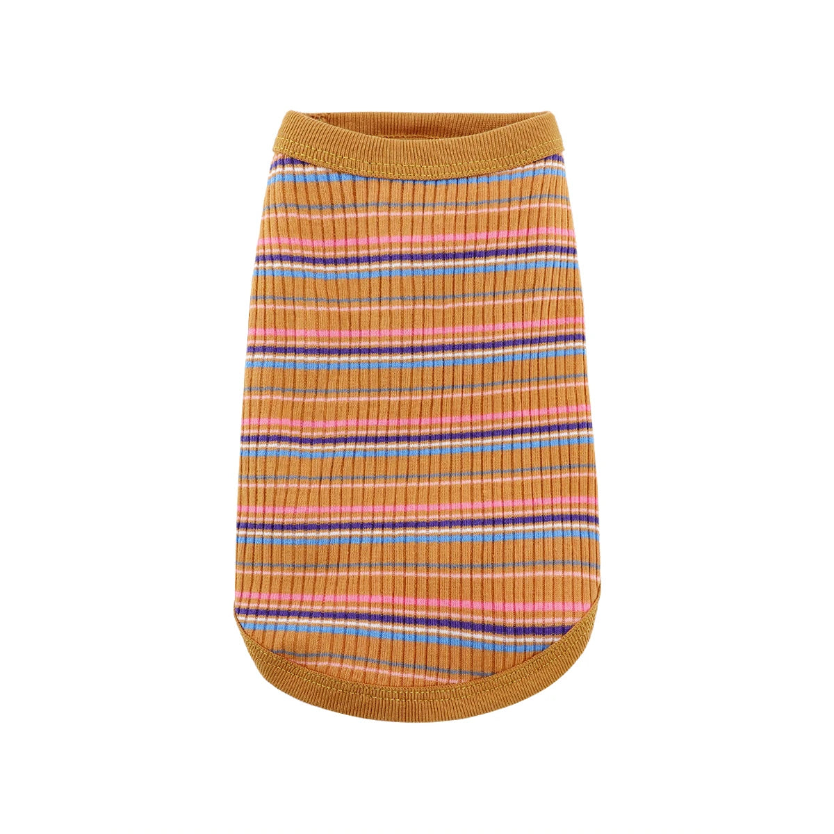 Pink ribbed dog shirt vest for small dogs, Chihuahua puppy tank tee by I YAN, featuring comfortable fit and casual style.