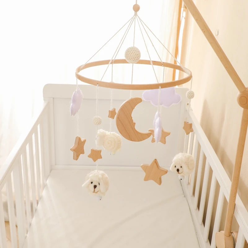 Cartoon Bee Baby Crib Mobile – Wooden Bed Bell Rattle Toy for Newborns 0-12M - I YAN