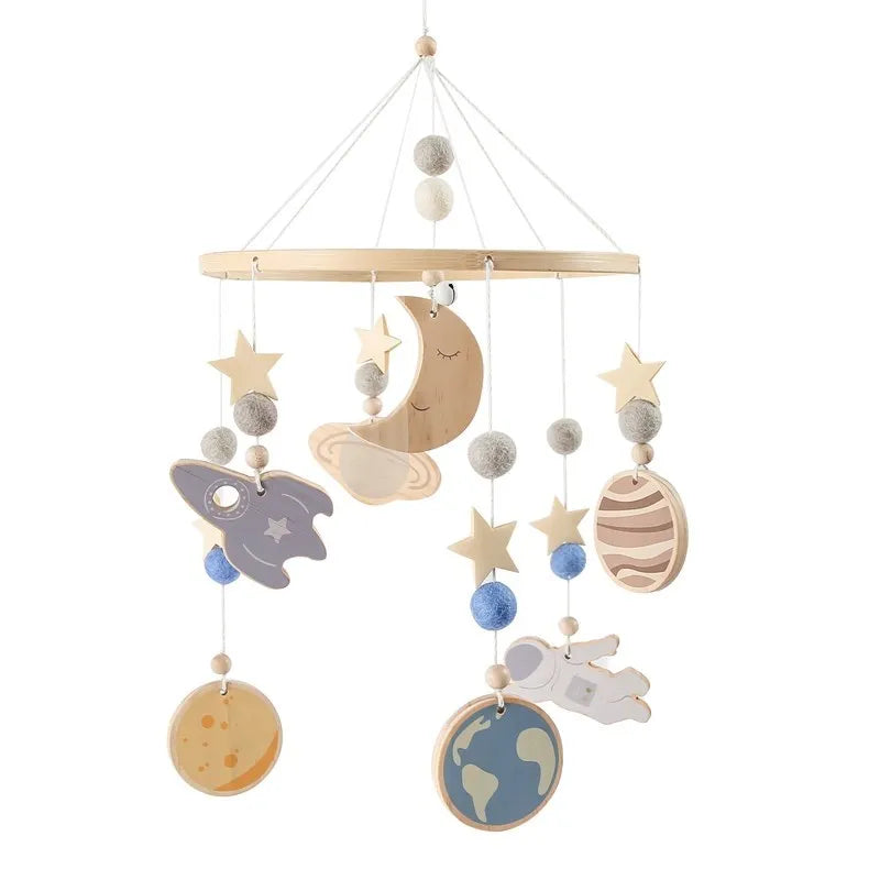 Baby Cloud Crib Mobile with Musical Box – Wooden Rattle Toy for Newborns 0–12M - I YAN