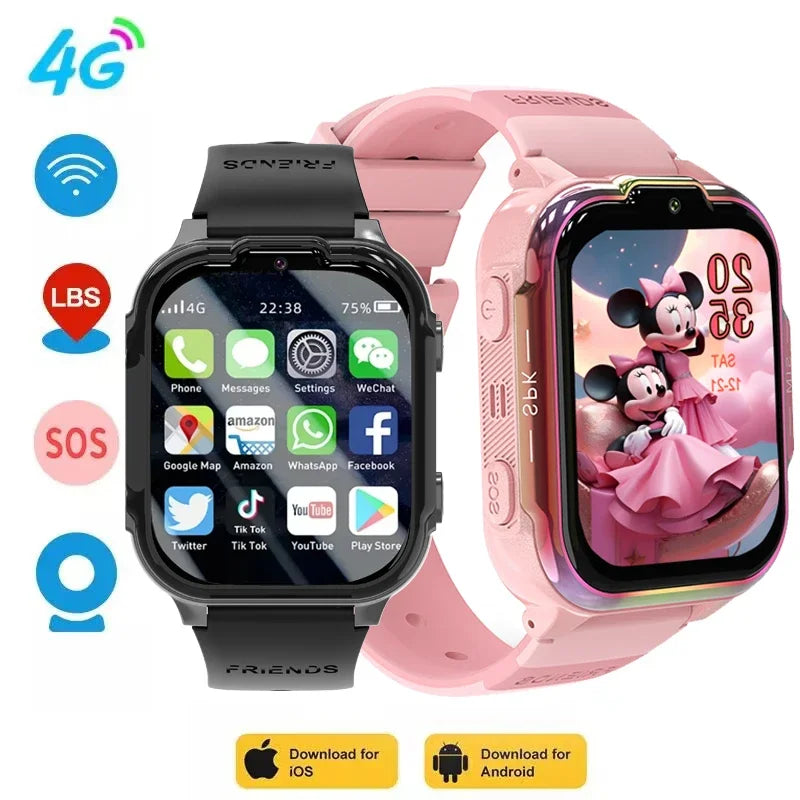 2025 New Kids GPS Smart Watch 4G Track Video Call Camera SOS – Waterproof LBS Location Tracker Smartwatch - I YAN