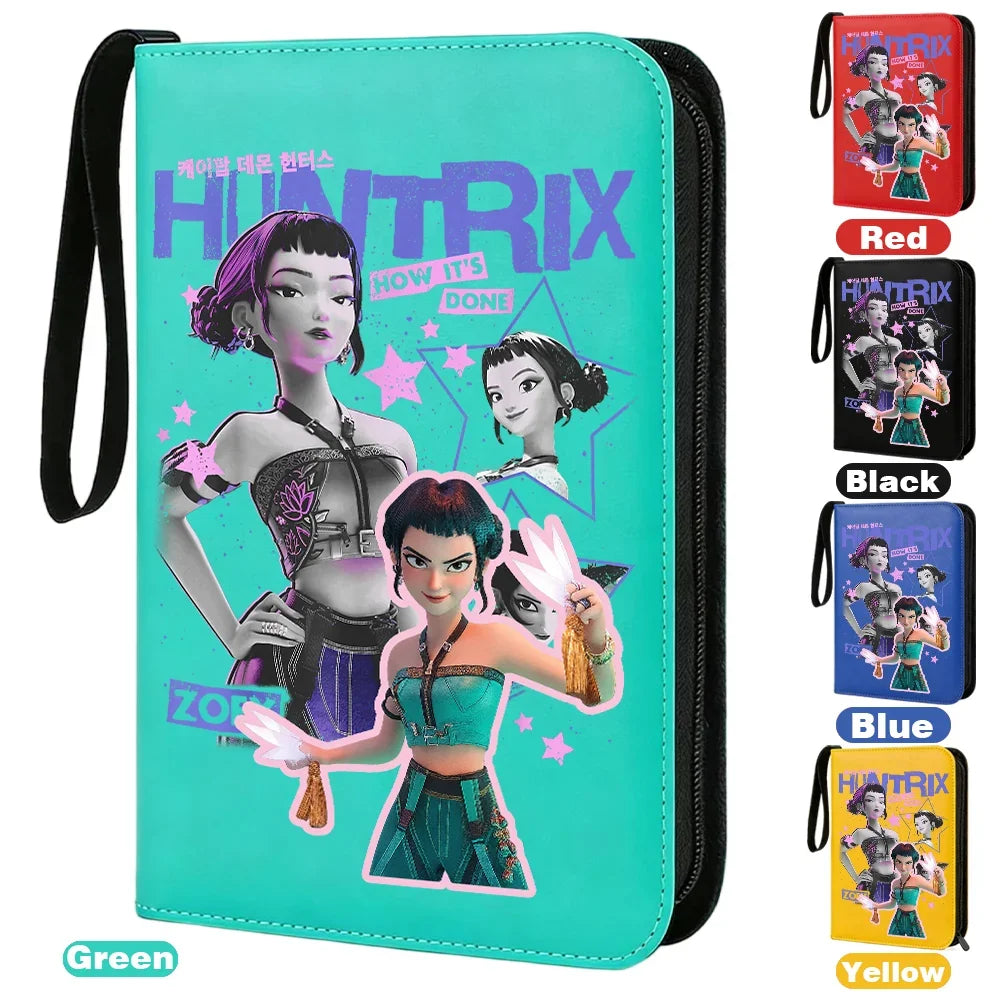 I YAN Demon Hunters card album binder with 400 pockets, PU zipper holder for storing and organizing trading cards or collectibles.