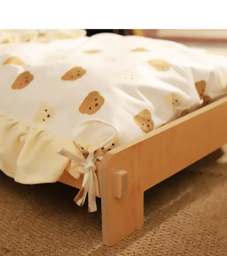 Solid Wood Cat Bed Dog Bed Removable Mat Washable All Season Universal Cat Nest Dog House Pet Supplies Pet Bed Within 7kg