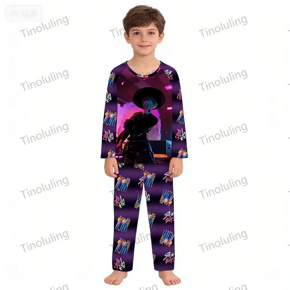 KPop Girls Pyjamas Suit Kids Pajamas Set Long Sleeve Girls Clothing 2pcs Children's Sleepwear Cartoon Boys Nightwear 3-14Y