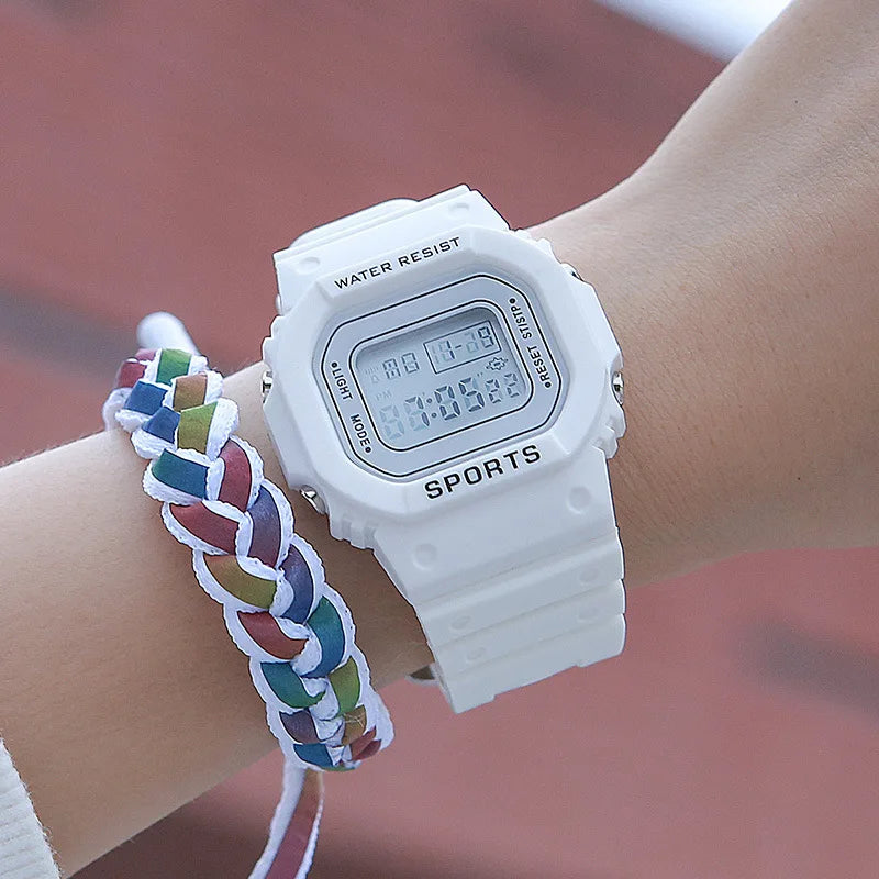 YIKAZE Sports Watch Boys Girls Student LED Electronic Watch Colorful Men Women Square Digital Watches Waterproof Rubber Clock