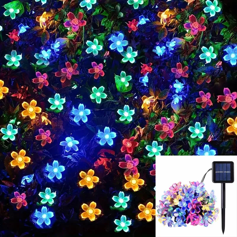 Solar PURPLE/BLUE/WARM/COLOR Cherry Blossom Garden Blossom Lights Garlands String Lights Solar Outdoor Waterproof Christma Deco