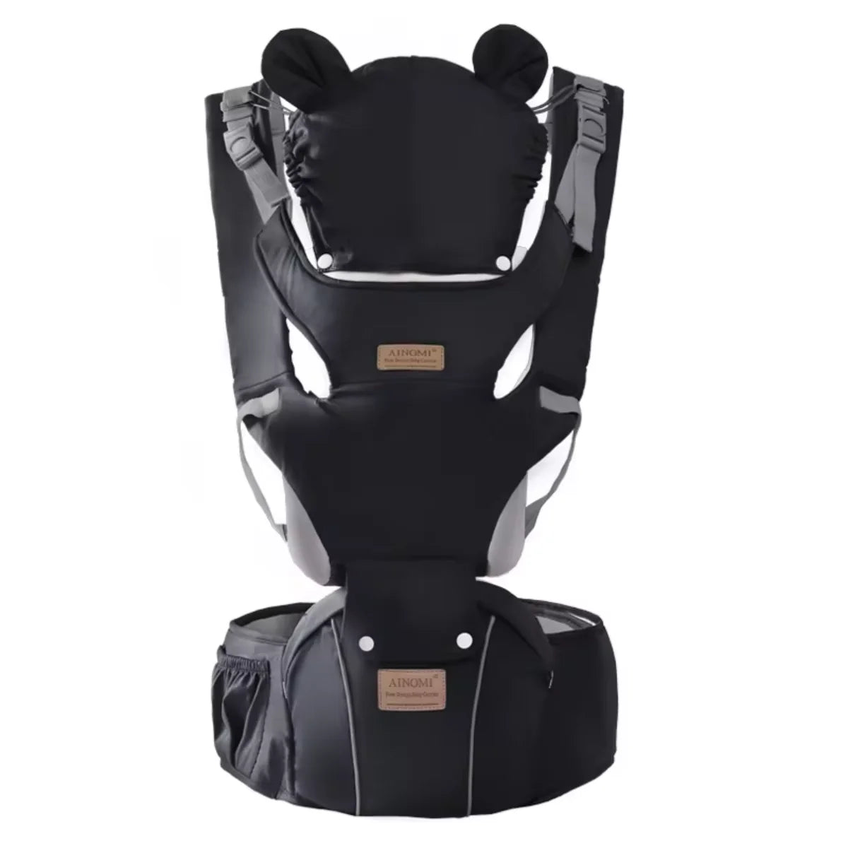 I YAN 3-in-1 baby hipseat carrier backpack with windproof hat, ergonomic infant carrier for 0-36 months, in navy blue style.