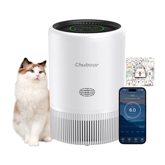 I YAN Chuboor smart air purifier for bedroom with HEPA filter, app and Alexa control, PM2.5 monitor, suitable for home and pets