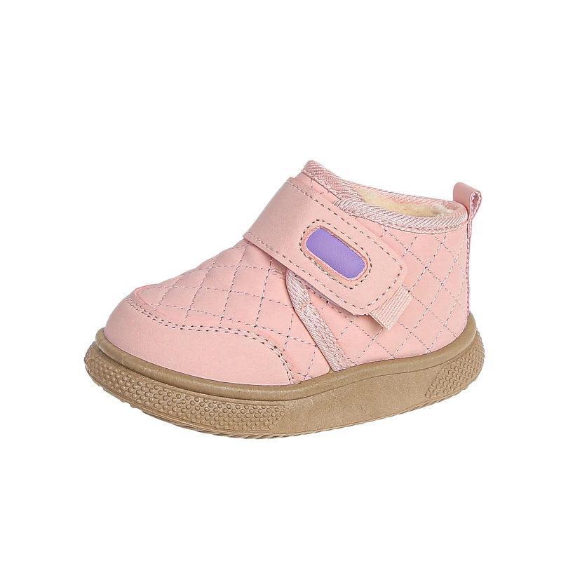 Winter Plush Boots For Children PU Leather Boy's Girl's Cotton Shoes Thick Warm Kid's Snow Boots Faux Fur Boots For Kids