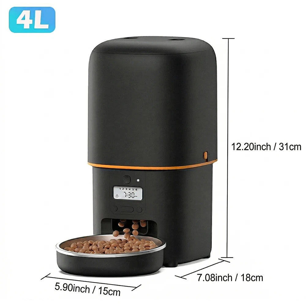 Automatic Pet Feeder – Timed Food Dispenser with Voice Recorder & Stainless Steel Bowl