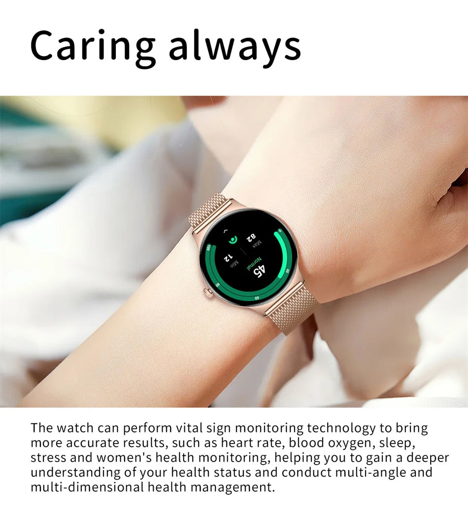 2026 New Ultra Slim AMOLED Smart Watch Women Screen Always Display Time Heart Rate BT Calling High-end Fashion Smartwatch