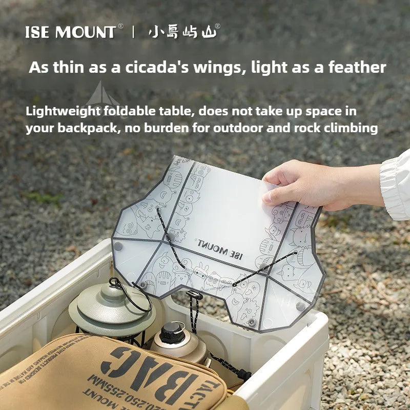 Folding mini Table Small Ultralight Folding PP Camp Table & Tray 97 g | Food-Grade Portable for Camping, Hiking Equipment