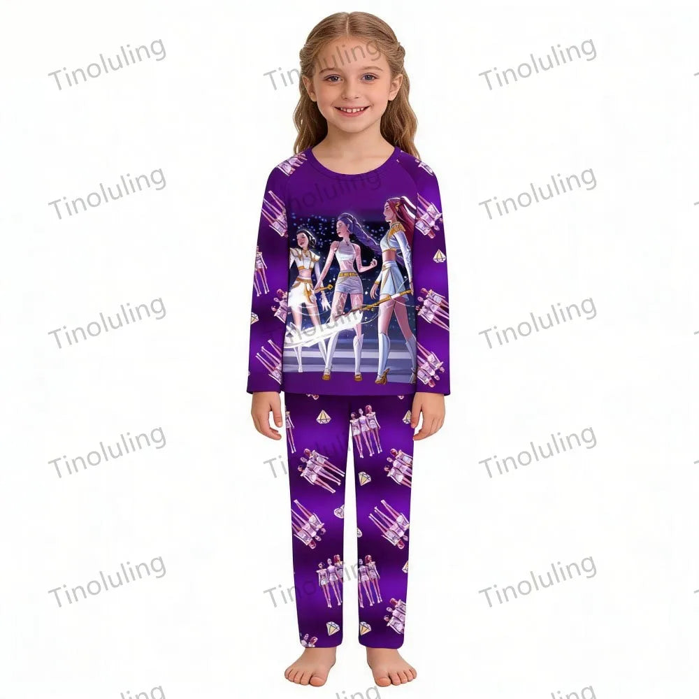 KPop Girls Pyjamas Suit Kids Pajamas Set Long Sleeve Girls Clothing 2pcs Children's Sleepwear Cartoon Boys Nightwear 3-14Y