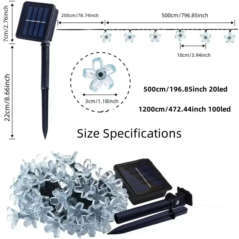 Solar PURPLE/BLUE/WARM/COLOR Cherry Blossom Garden Blossom Lights Garlands String Lights Solar Outdoor Waterproof Christma Deco