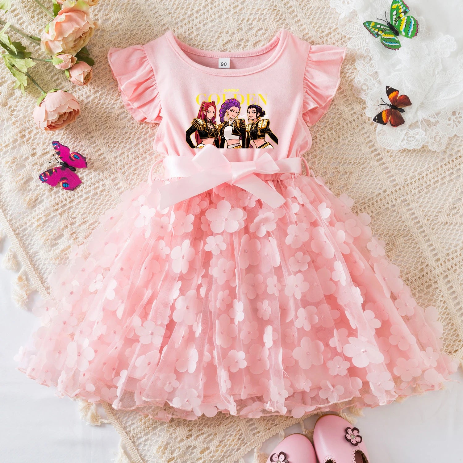 K-Pop Hunters Zoey Mira Rumi Summer Dress for Girls 2-6Y Bow Tutu Butterfly Kid's Princess Dress Elegant Wedding Party Dress