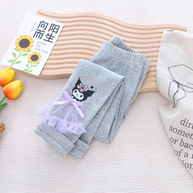 Spring Girls Leggings Cotton Trousers Kids Pants Girls Pants Skinny Print Cartoon Pattern Children Leggings Trousers