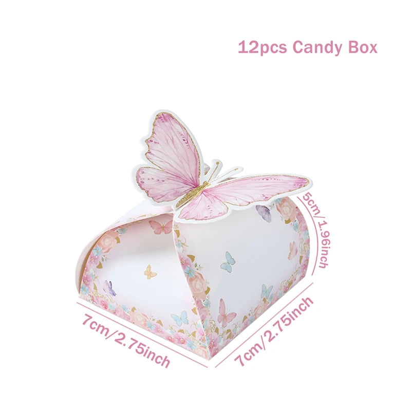 Butterfly Birthday Party Decoration Kids Girls Butterfly Party Disposable Tableware Paper Cup Plate Birthday Baby Shower Party - I YAN