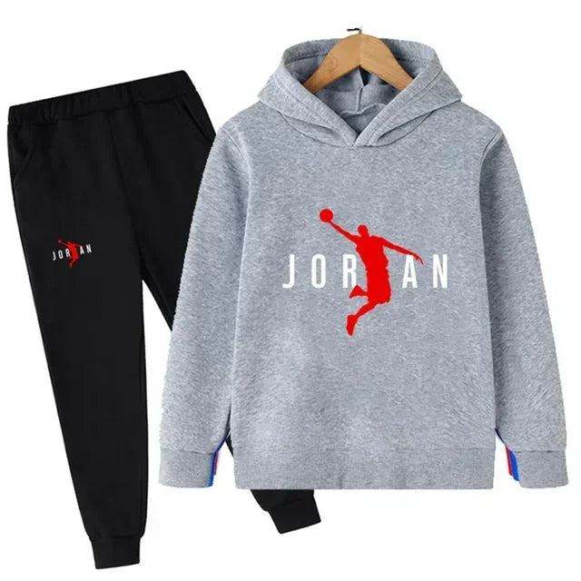 Kids Leisure Letter Print 2pcs Hoodie+Pants Tracksuits 3-13 Years Boys Girls Spring Autumn Outfits Streetwears Children Clothes