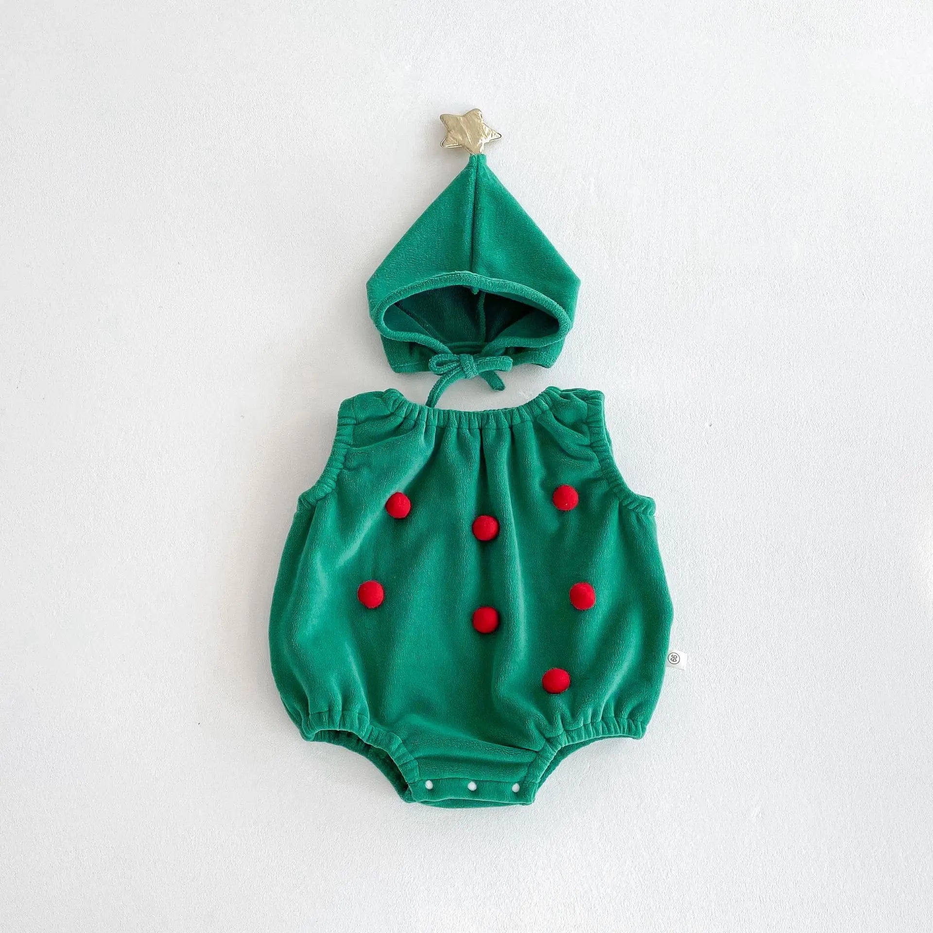 Baby 2025 New Christmas Clothing Cute Boys and Girls Hooded Sleeveless Romper Clothes Climbing Clothes Christmas Clothes