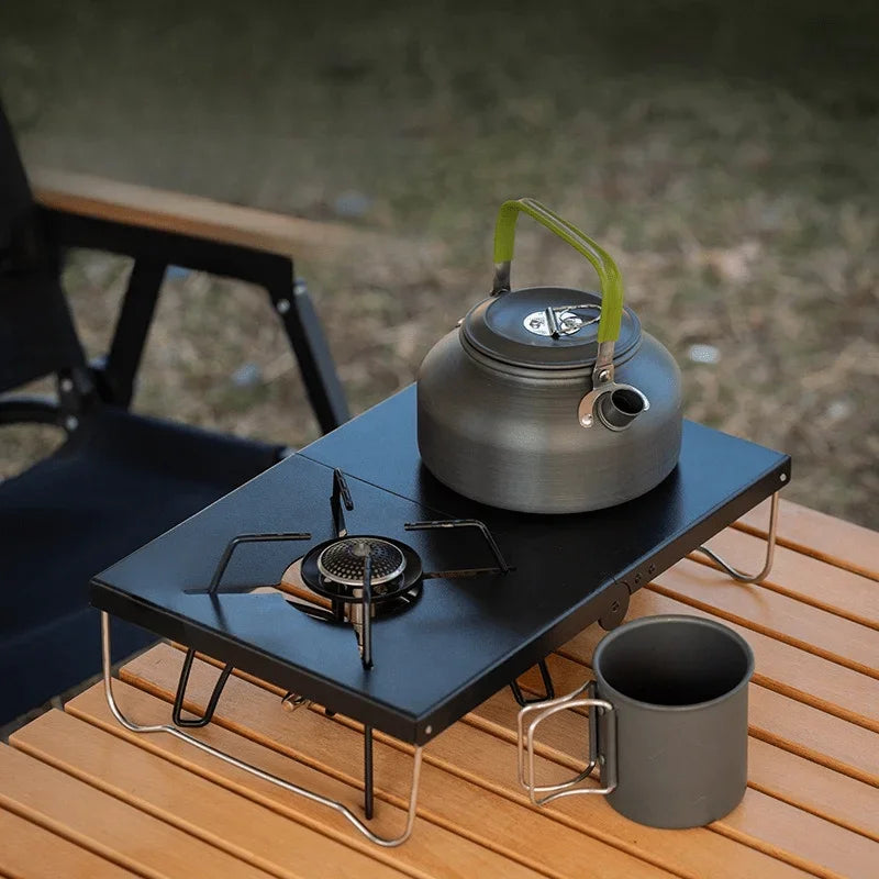 Outdoor Folding Small Table Portable Picnic Mini Table Thickened Steel Plate Spider Stove Insulated Table Camping Equipment