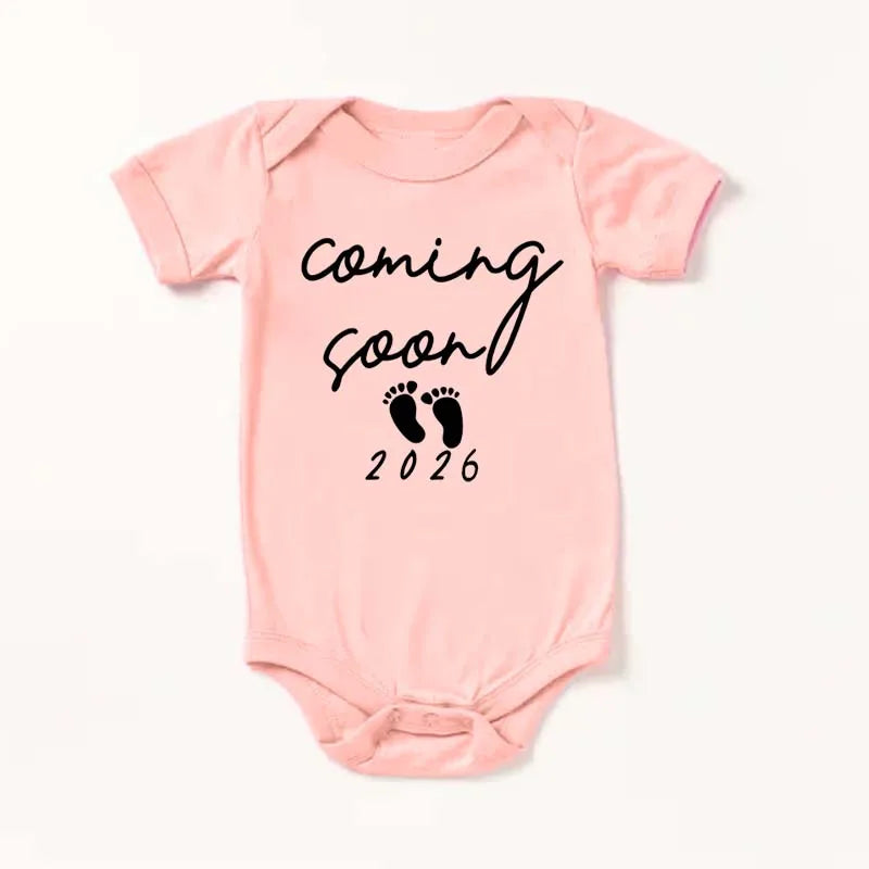 Baby Coming Soon 2026 Baby Announcement Newborn Bodysuit Baby Romper Pregnancy Reveal Clothes Girls Boys Jumpsuit