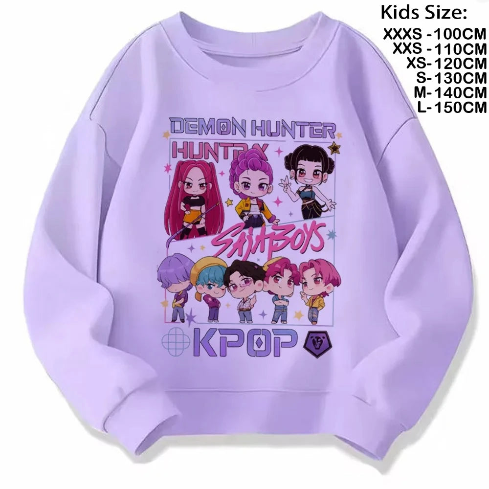 Movie Fans Gift Hoodie Girls Kids Huntrix Kpop Demon Hunters Children's Sweatshirt Cute Tiger Harajuku Hoody for Boys Girls