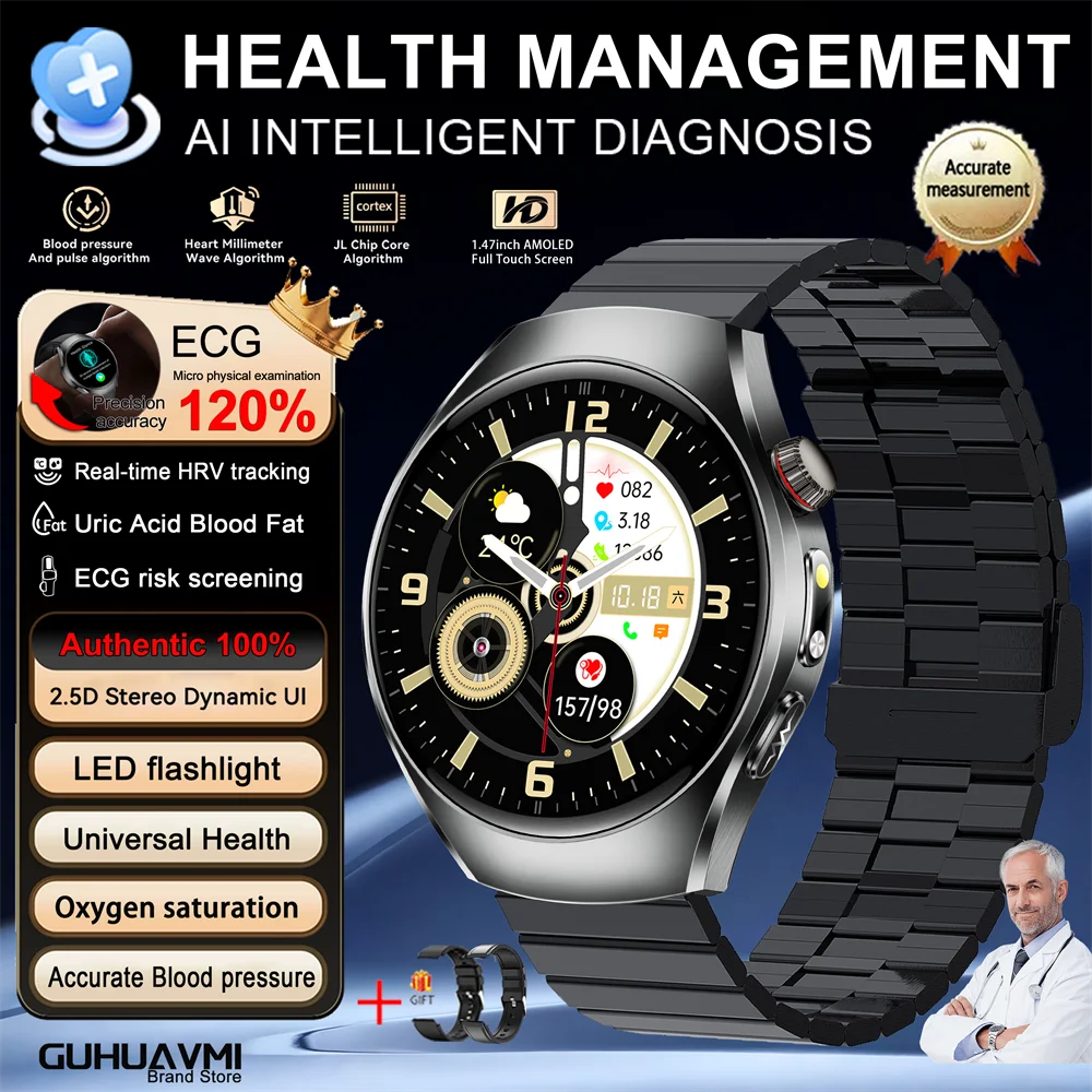 New Brand 2026 upgrade Health Check Smart Watch ECG Blood Lipid Uric Acid Body Fat Sport Waterproof HD Call SmartWatch Man Women