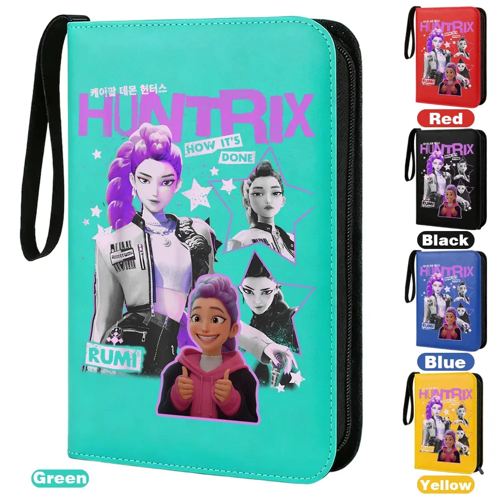 I YAN Demon Hunters card album binder with 400 pockets, PU zipper holder for storing collectible cards, stationery accessory.