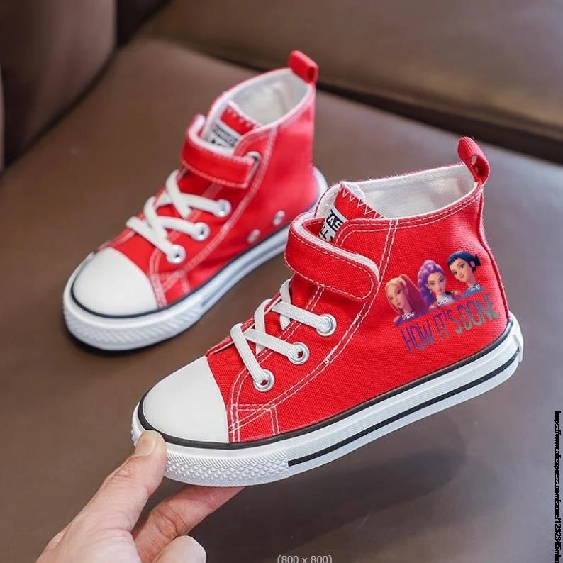 New Kpop Demon Hunter Children's Canvas Shoes Kids Sneakers Boys Girls Fashion Canvas Shoe Cartoon Print Breathable Casual Shoes