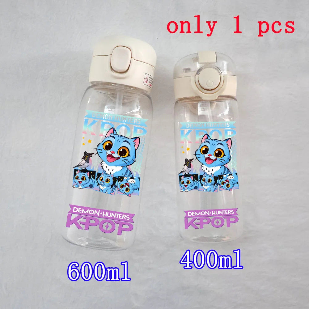 400ML-600ML Animated Movie K-Pop: Demon Hunters HUNTR/X Plastic Large Capacity Water Cup Bottle Gourde Drinking Bottle Gifts