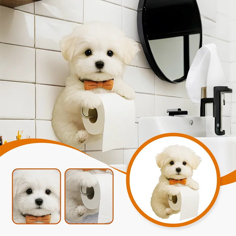 New Crafts Statues Home Decor Cute Dog Tissue Holder Toilet Paper Holder Resin Decorations Pendant