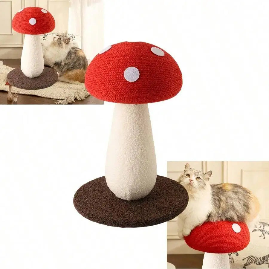 Mushroom Shaped Cat Bed With Scratching Surface, Enlarged Space For Relaxing And Stretching