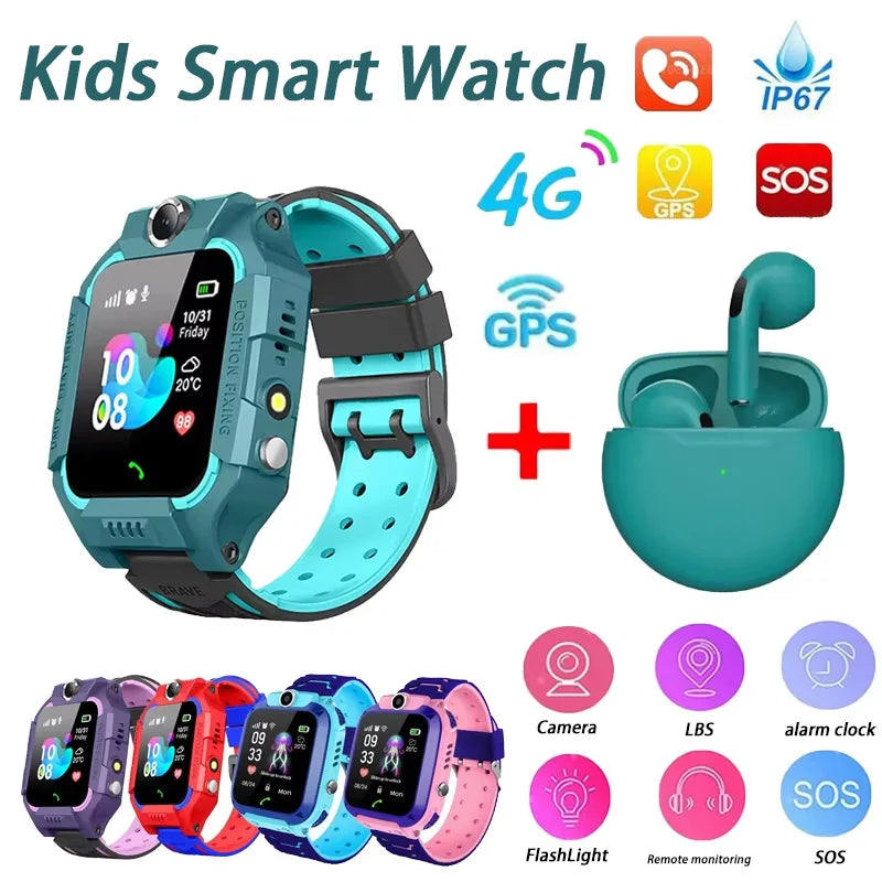Kids Smart Watch GPS SOS Camera – 4G Calling IP67 Waterproof Children Smart Watch for Boys & Girls Ages 3-12 - I YAN