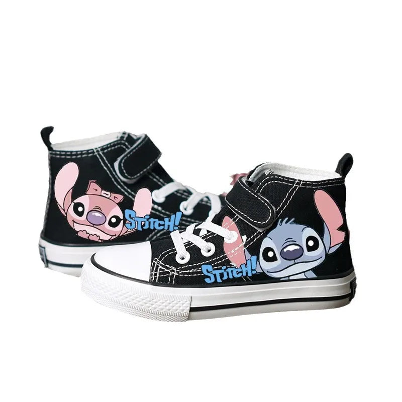 Kids Anime Stitch Canvas Shoes Disney Lilo & Stitch Sport shoes Children Casual Sneakers High-top Basket Shoes Size 25-37