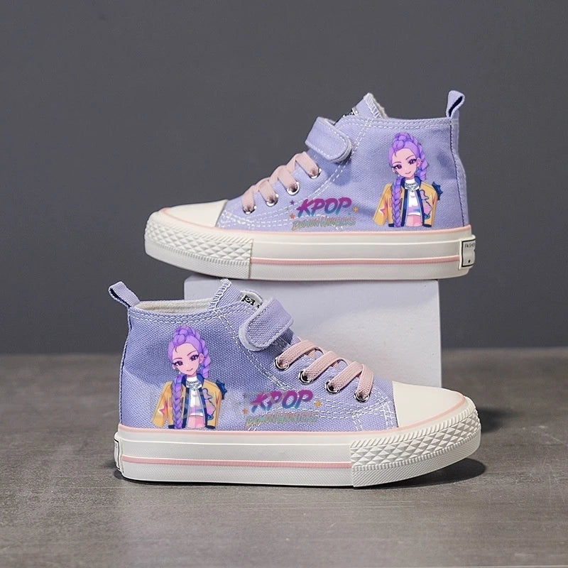 Children Casual Sneakers Girls' High-Top Canvas Shoes KPop New Student Running Kids basket Shoes Rumi Tennis Shoes