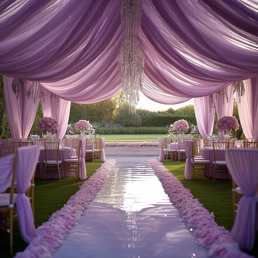 Mesh Gauze Backdrop Curtain Parties Wrinkle Free Photo Curtains Backdrop Drapes Fabric Decoration for Birthday Party Wedding