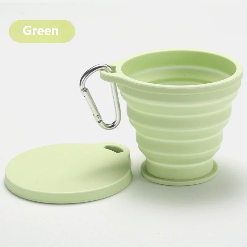 Portable Silicone Folding Cup with Hanging Hole Collapsible Outdoor Water Cup for Camping Hiking Travel