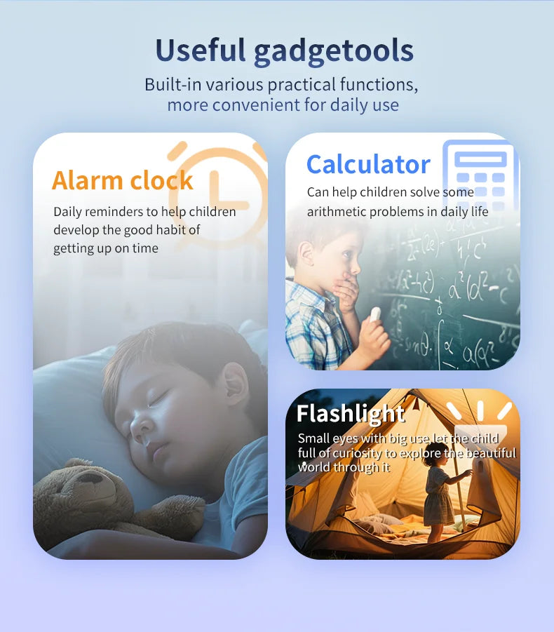 I YAN T70 Kids Smartwatch showing a colorful display, with GPS, video call, and waterproof features visible on the screen.