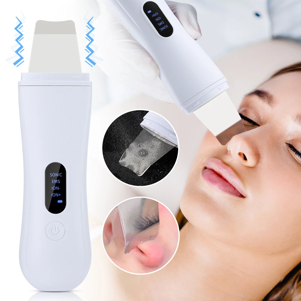Ultrasonic Skin Scrubber Peeling Blackhead Remover Deep Face Cleaning Ultrasonic Ion Acne Pore Cleaner Facial Shovel  Scrubber