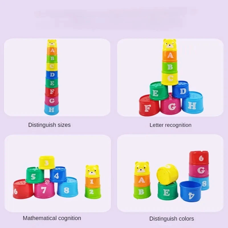 I YAN Kid Brain Response Battle Fold Cup game with colorful stacking cups for hand speed and early education fun.